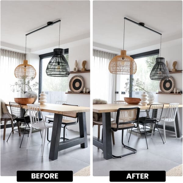 Lightswing Twin white slide and rotate photo so you can see how you can transform your interior and your lamps together.